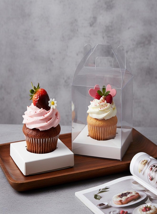 Cedilis 50 Pack Individual Clear Cupcake Boxes, Single Cupcake Containers, Plastic Cupcake Holders with Handle, Inserts and Sticker - Image 5