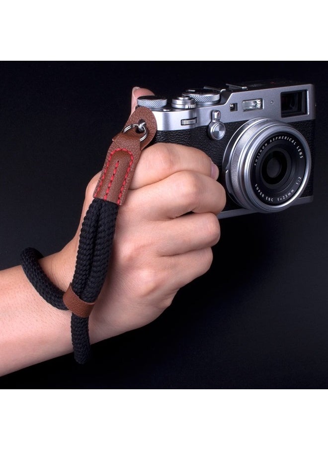 VKO - Black Camera Hand Wrist Strap Compatible with Fujifilm X-T30 X-T4 X-T3 X-T20 X-T2 X70 X-Pro2 X-E3 X30 XQ2 X100F A6100 A6600 A6400 A6000 A6300 A6500 RXIR II Cameras Adjustable Safety Strap - Image 1