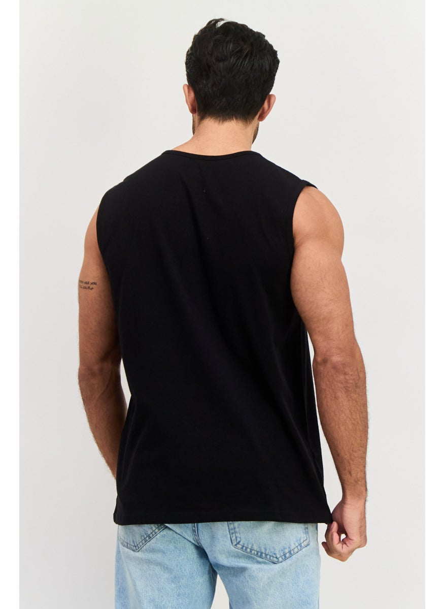 Kenneth Cole - Men Crew Neck Sleeveless Brand Logo Vest, Black - Image 1