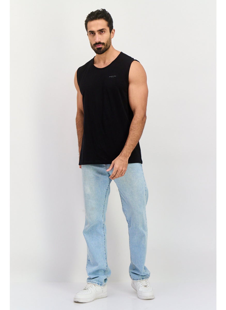 Kenneth Cole - Men Crew Neck Sleeveless Brand Logo Vest, Black - Image 1