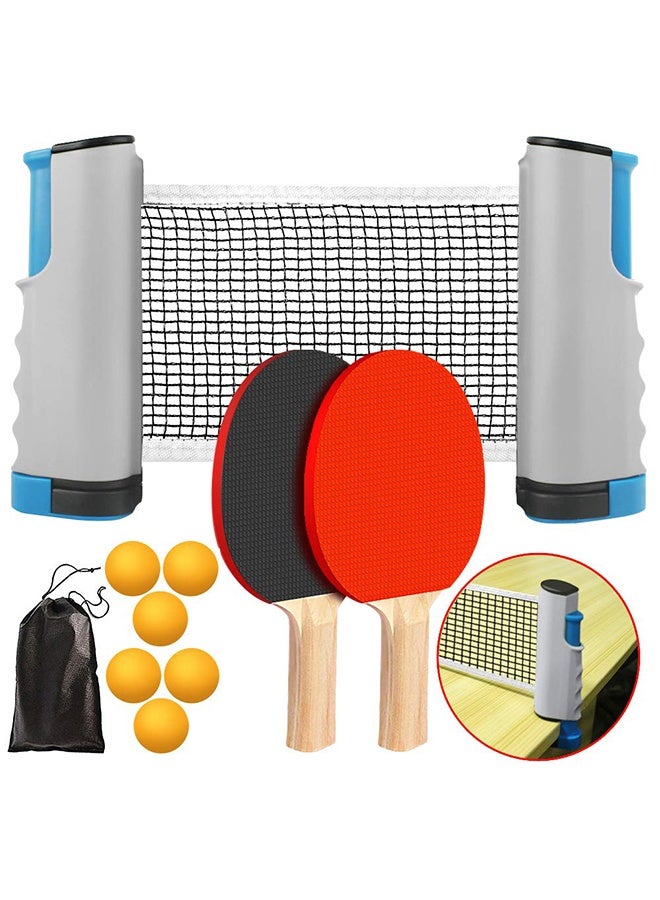 يلا جوي Ping Pong Paddle Set, مجموعة تنس الطاولة Paddle Set, مجموعة تنس الطاولة المحمولة مع شبكة قابلة للسحب,2 الماشيات,6 الكرات وحمل حقيبة للألعاب الداخلية / الخارجية - Image 1