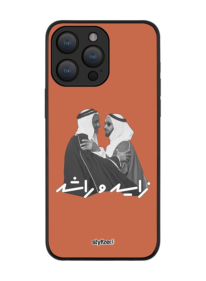 Stylizedd Cover for iPhone 15 Pro Max Case, Rugged Black Slim fit Soft Flexible Anti Drop TPU Gel Thin Protective Phone Cases- Sheikh Zayed And Sheikh Rashid, Orange - Image 1