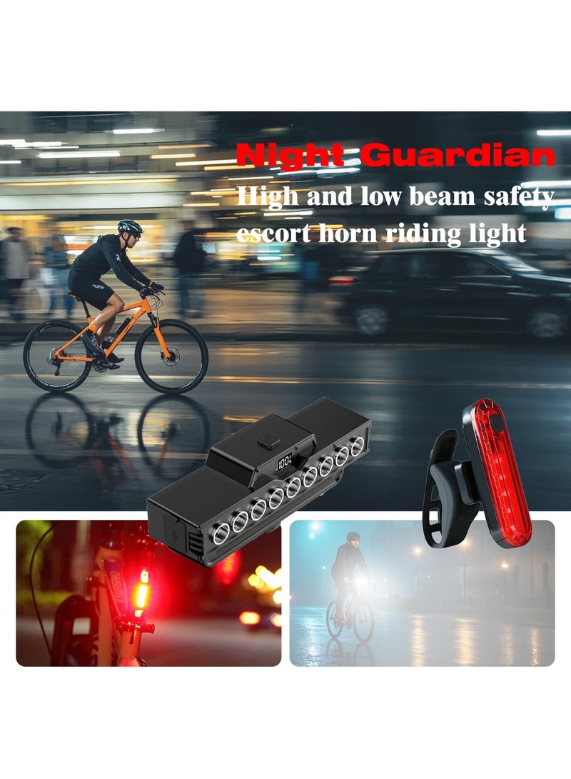 YSR VEF Rechargeable Waterproof Bicycle Headlight – With Horn & Taillight, 9 LED, 7 Modes, IPX5 - Image 5