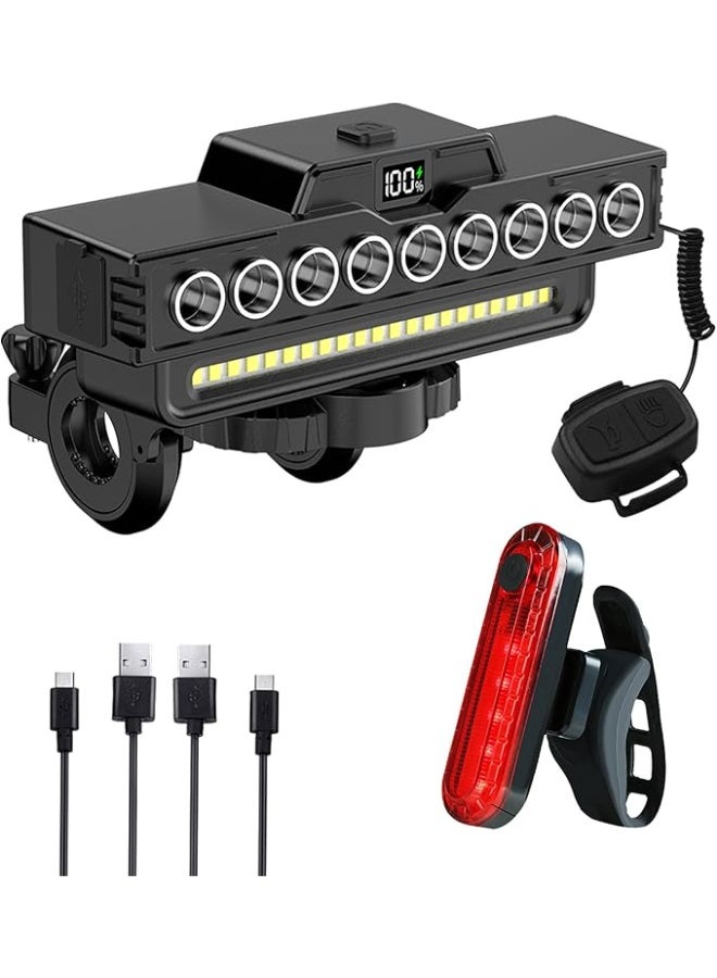 YSR VEF Rechargeable Waterproof Bicycle Headlight – With Horn & Taillight, 9 LED, 7 Modes, IPX5 - Image 1