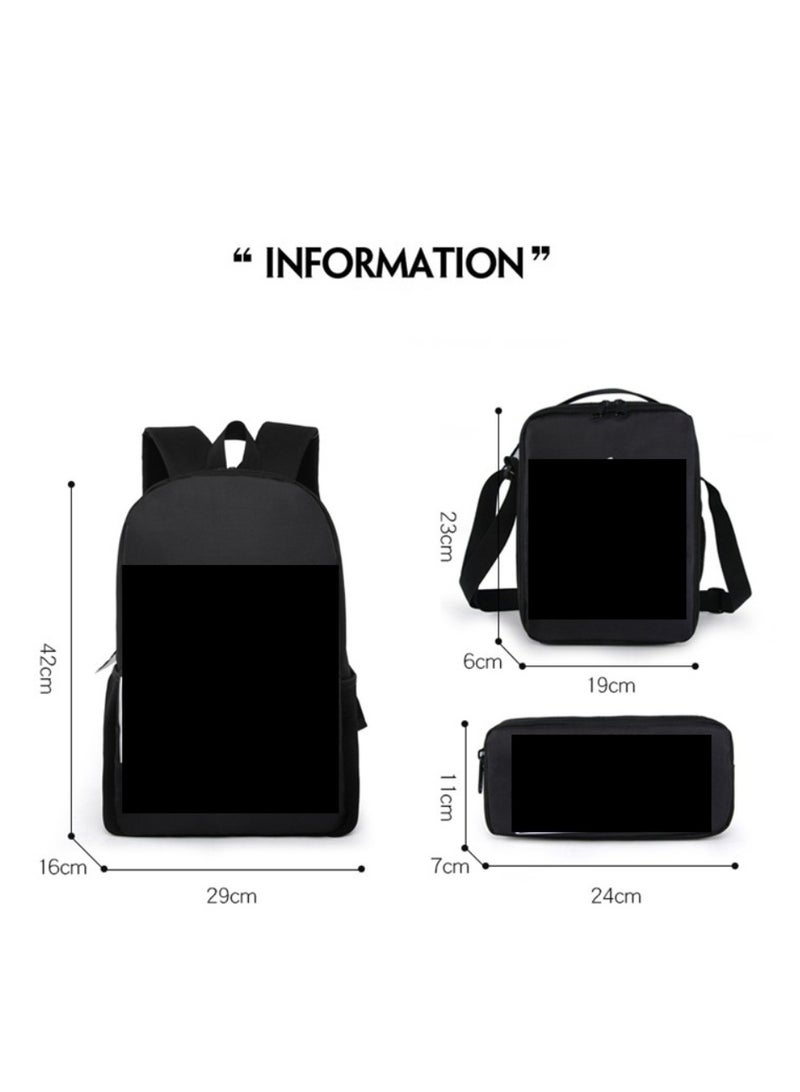 Children's leisure load reducing large capacity printed backpack for elementary school students, 3-piece set - Image 2