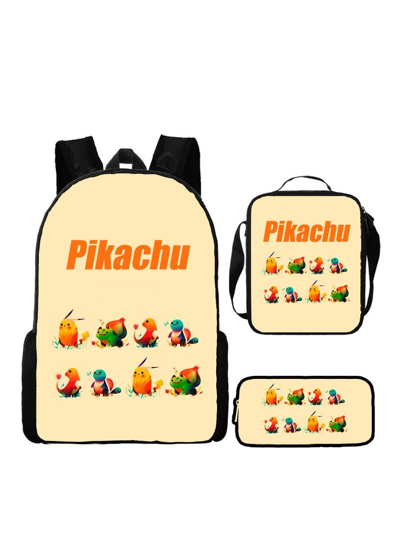 Children's leisure load reducing large capacity printed backpack for elementary school students, 3-piece set - Image 1