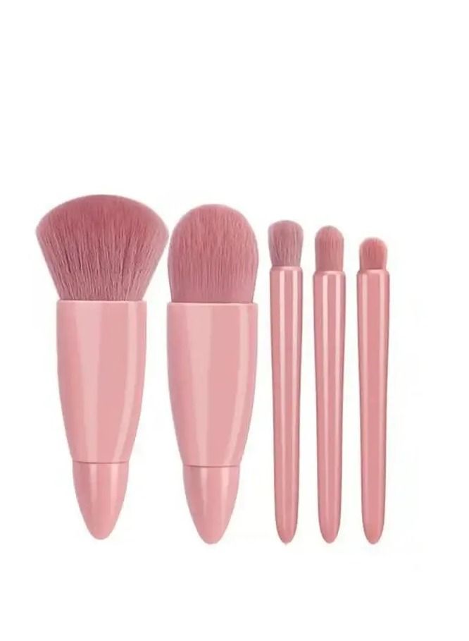 مجموعة فرشاة التجميل المحمولة ، 5 قطعة مع مرآة مجموعة فرشاة ماكياج مصغرة وظيفية بالكامل - Image 5