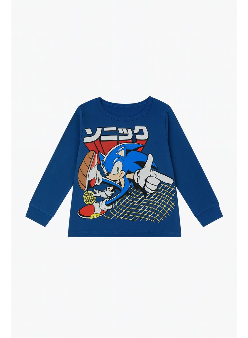 سونيك طقم بيجامة  ولادي سونيك  – قطعتان من القطن (قميص وبنطال)/ ٢-٤ سنوات - Image 2