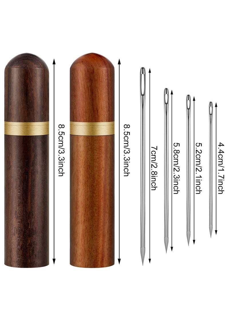 SUNSAR 24 Pieces Self Threading Needles  and Easy Threading Needles and 4 Pieces Large-Eye Hand Sewing Needles with 2 Pieces Wooden Sewing Needles Storage Supplies - Image 2