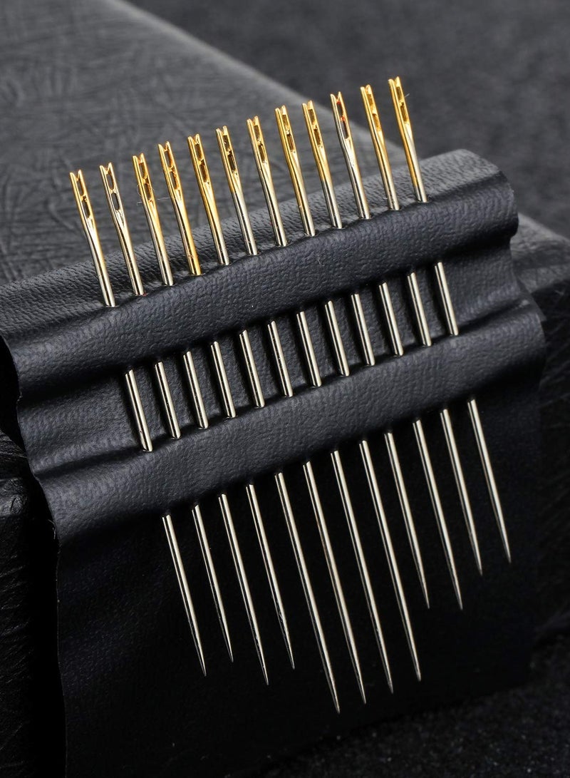 SUNSAR 24 Pieces Self Threading Needles  and Easy Threading Needles and 4 Pieces Large-Eye Hand Sewing Needles with 2 Pieces Wooden Sewing Needles Storage Supplies - Image 5