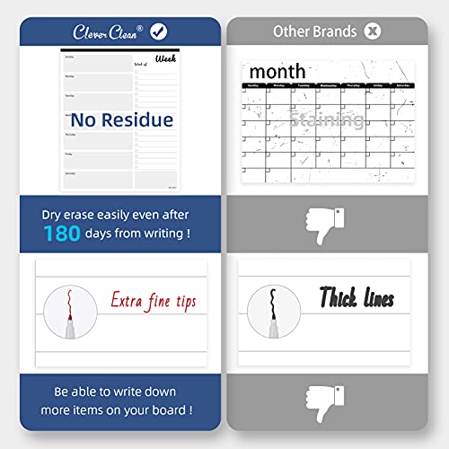 Clever Clean Magnetic Dry Erase Weekly Calendar - 10"x12" Weekly Dry Erase Calendar for Fridge - 6 Extra Fine Point Markers Included - Shipped Flat - Image 4