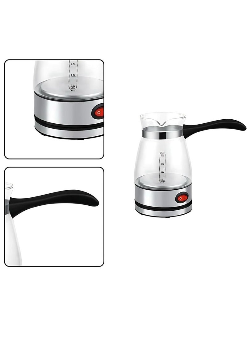 Dinex Electric Turkish Coffee Maker, 0.5L Capacity, High-Quality Glass and Stainless Steel Base | 360° Rotation | Auto Shut-Off | Coffee Kettle for Home and Office, 600W, Silver/Transparent  - Image 4