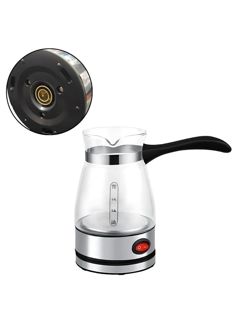 Dinex Electric Turkish Coffee Maker, 0.5L Capacity, High-Quality Glass and Stainless Steel Base | 360° Rotation | Auto Shut-Off | Coffee Kettle for Home and Office, 600W, Silver/Transparent  - Image 5