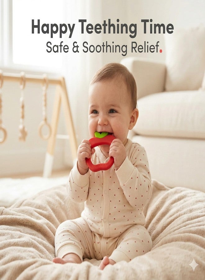 SYCAMORE EAST Silicone Apple Shape Baby Teether | BPA Free Soft Silicone Teething Toy for Babies | Safe Chewable Fruit Design Teether for Infants & Toddlers - Image 4