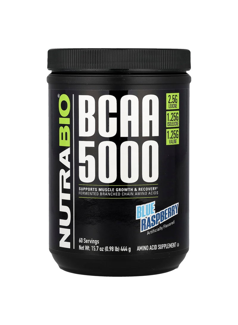 NutraBio BCAA 5000, Blue Raspberry, 0.98 lb (444 g)