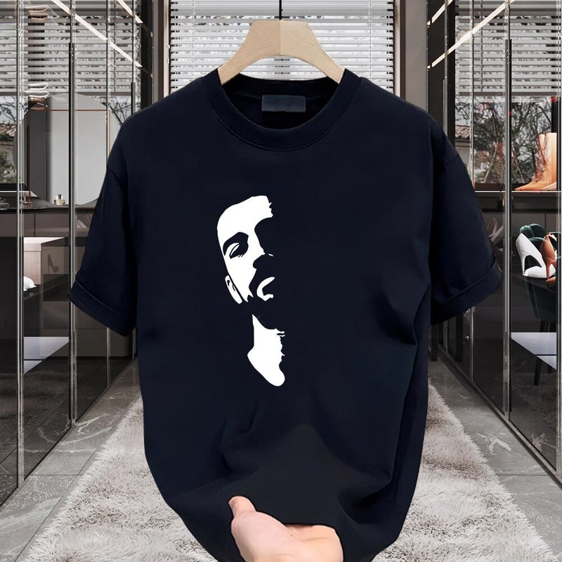 Heavy pure cotton "high-quality T-shirt, pure cotton short-sleeved men's and women's loose and versatile trendy round-neck top - Image 1