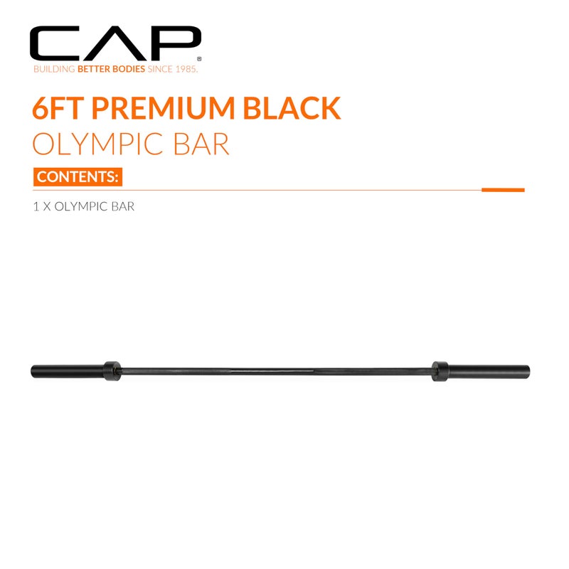 CAP Barbell باربل كاب 2" أولمبي صلب 6 قدم، محامل برونزية، أسود - Image 2