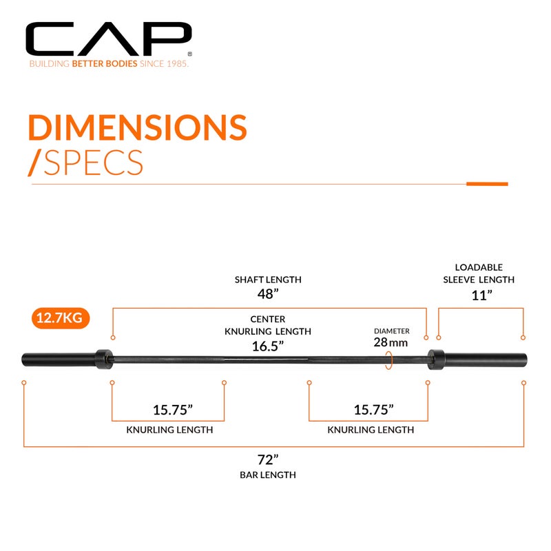 CAP Barbell باربل كاب 2" أولمبي صلب 6 قدم، محامل برونزية، أسود - Image 4