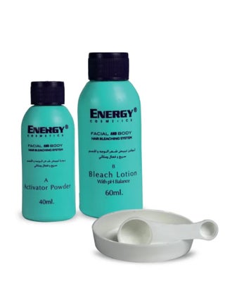 Energy Cosmetics Facial & Body Hair Bleaching System, Effective Skin-Friendly Formula, 40ml Activator + 60ml Bleach Lotion - view 2