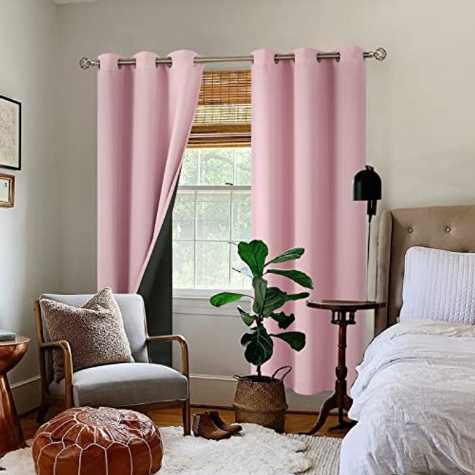 BGment Baby Pink 100% Blackout Curtains for Nursery Bedroom 84 Inch Length 2 Panels, Thermal Insulated Full Light Blocking Grommet Noise Cancelling Window Curtains for Girls Room, 42 Inch Wide Each - Image 2