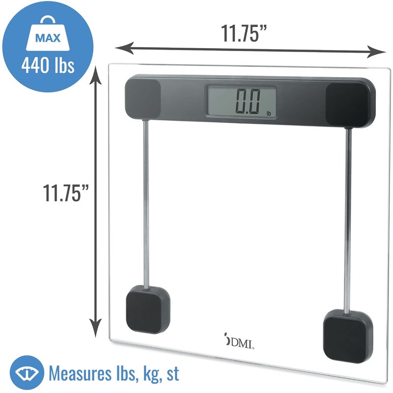 DMI Tempered Glass Digital Bathroom Scale with Large LCD Screen Autoon Activation 440 LBS Weight Capacity Clinically Accurate - Image 4