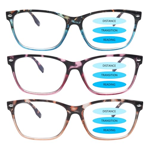 CLASAGA Progressive Multifocus Reading Glasses for Women, Blue Light Blocking Ladies Computer Readers with Spring Hinge. (3 Mix-2, 1.75, x) - Image 1
