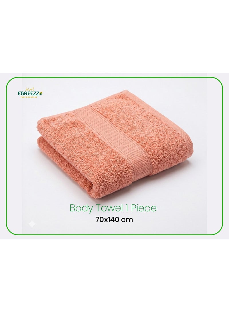 EBREEZZ Premium Cotton Body Towel – 70 × 140 cm | Ultra Soft & Highly Absorbent (1 Piece) - Image 1