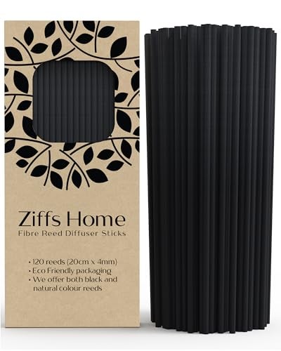 Ziffs Home® 120pcs Black Fibre Reed Diffuser Sticks - 20cm/7.87in x 4mm/0.16in - Thick Reeds Sticks - Fibre Reeds for Diffusers - Image 1