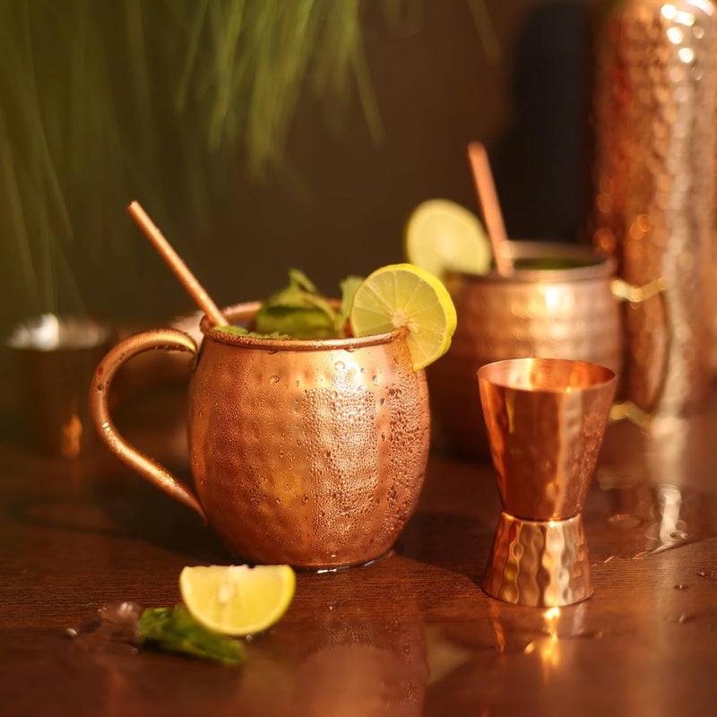 BOLD & DIVINE Moscow Mule Mugs - Set of 4-100% Pure Copper Mugs Large 16 oz - Food Safe - Premium Moscow Mule Cups Set of 4 | BONUS 4 Straws, 1 Shot Glass - Image 3