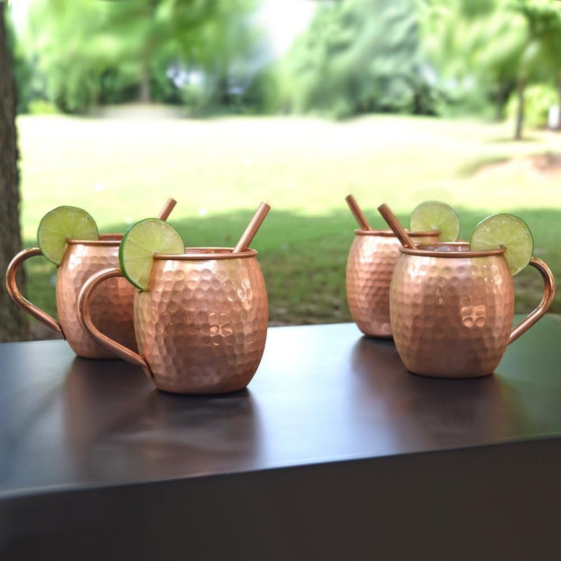 BOLD & DIVINE Moscow Mule Mugs - Set of 4-100% Pure Copper Mugs Large 16 oz - Food Safe - Premium Moscow Mule Cups Set of 4 | BONUS 4 Straws, 1 Shot Glass - Image 2