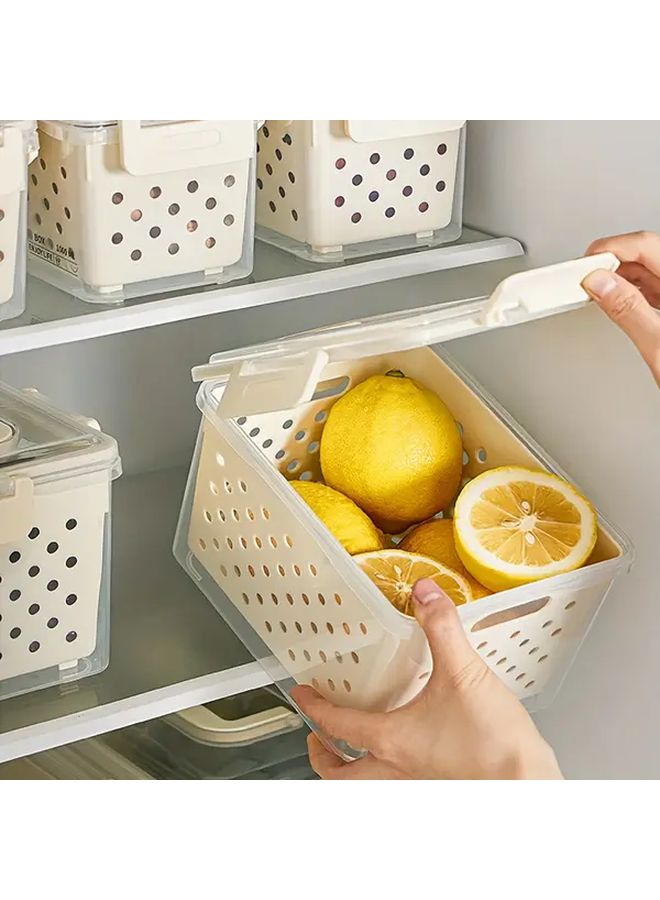 White 9 Pcs Plastic Food Storage Container Set with Drainage Basket and Lids - Image 3