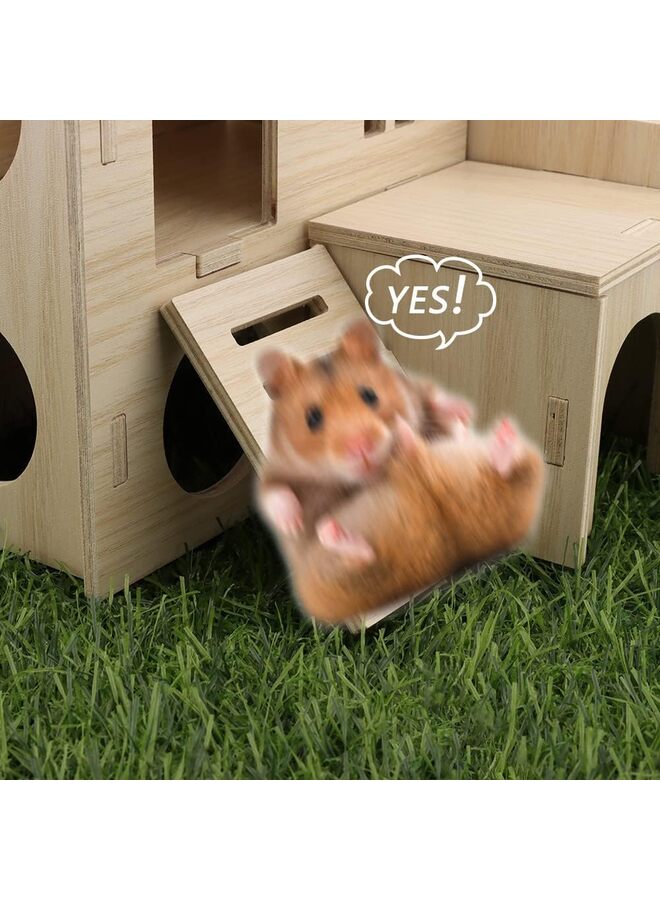 Generic Tiny Hamster Maze Wood House Fun Slide House Double-Decker Hut for Dwarf Gerbil Mouse Mice Rat Small Animals(Only for Small Hamster)  - Image 2