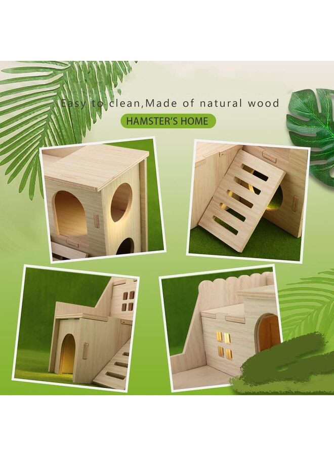 Generic Tiny Hamster Maze Wood House Fun Slide House Double-Decker Hut for Dwarf Gerbil Mouse Mice Rat Small Animals(Only for Small Hamster)  - Image 4