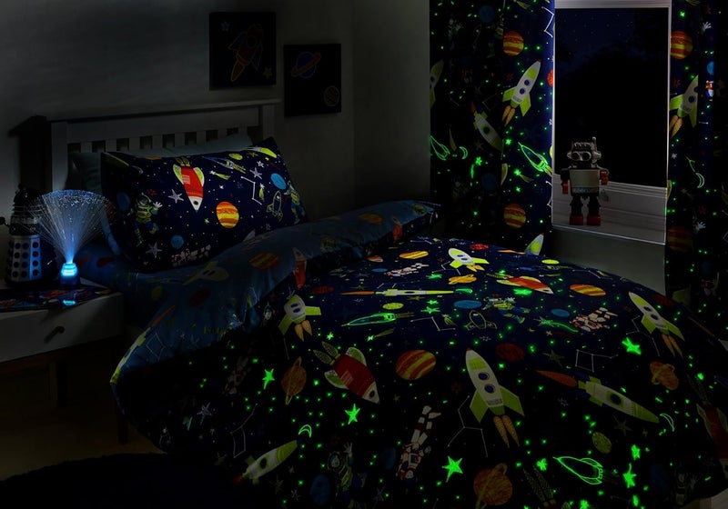 BEDLAM بيدلام - سوبرسونيك - طقم غطاء لحاف مضيء في الظلام، مقاس سرير صغير، فراش أزرق - Image 2