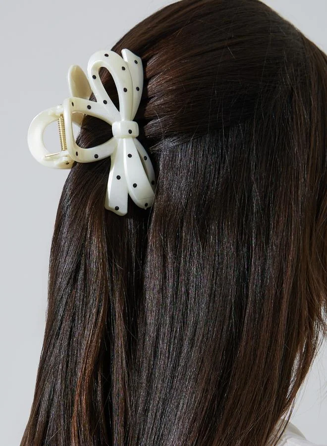 ستايلي Pack of 2 - Multi-Color Polka Dot Print Bow Shape Claw Clip
