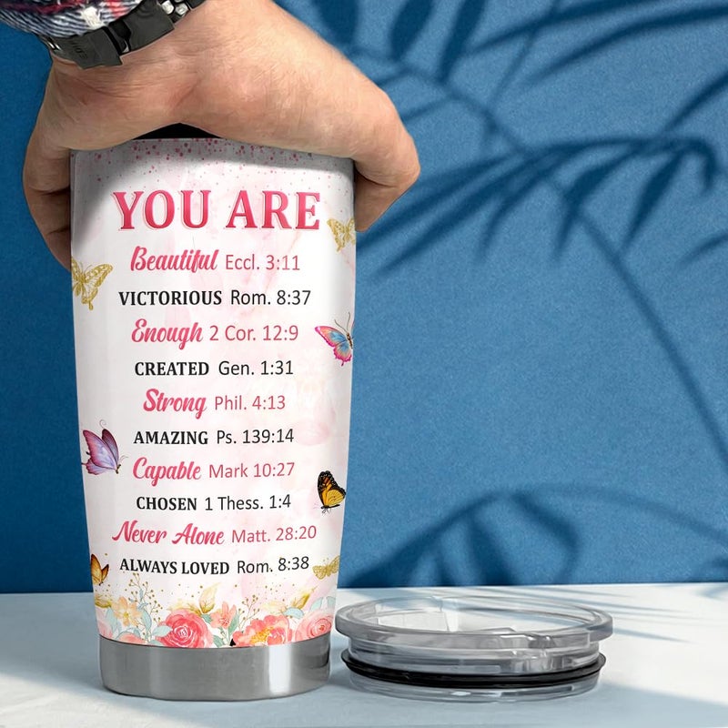 SANDJEST Inspirational Gifts for Women Tumbler 20oz Christian Gift Stainless Steel Insulated Coffee Travel Cup Mug Motivational Gift for Women Birthday Christmas - Image 4