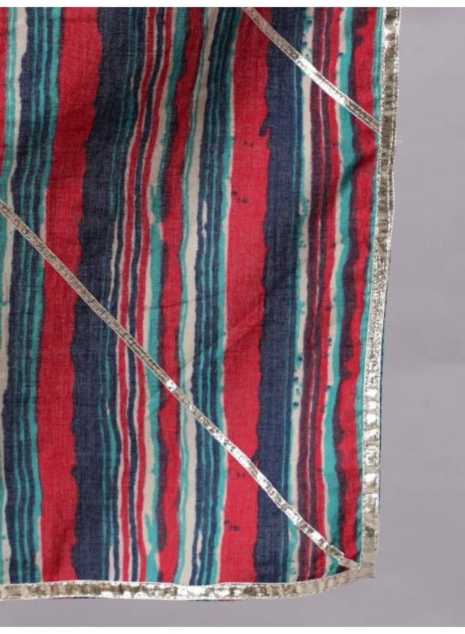 AKS Blue Floral Print Kalidar Lehenga Choli With Dupatta