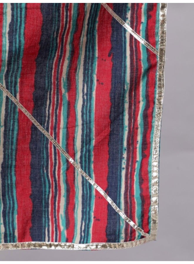AKS Blue Floral Print Kalidar Lehenga Choli With Dupatta - Image 4