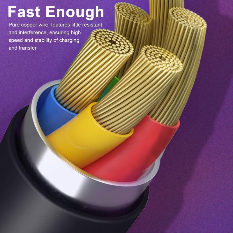 Fast Charging Cable: Type C Port, 2A Fast & Simultaneous Charging Data Transfer, Pure Copper Wire Stable Transmission, Soft Pink Silicone Waterproof Temperature Resistant, Portable Lightweight Design - Image 2
