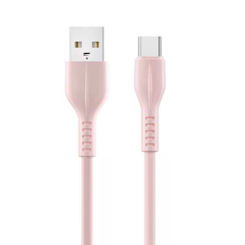 Fast Charging Cable: Type C Port, 2A Fast & Simultaneous Charging Data Transfer, Pure Copper Wire Stable Transmission, Soft Pink Silicone Waterproof Temperature Resistant, Portable Lightweight Design - Image 1
