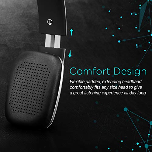 August EP636 Bluetooth Headphones - Wireless On-Ear Headphones with NFC/Headset Microphone - White - Image 2