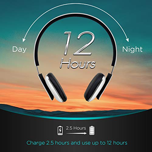 August EP636 Bluetooth Headphones - Wireless On-Ear Headphones with NFC/Headset Microphone - White - Image 5