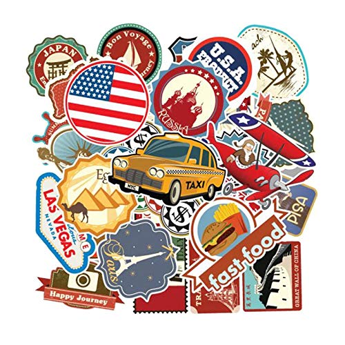 iDream Retro Travel Landmark Waterproof Postage Decals Set of 100 for Luggage Scrapbooking Laptop DIY Travel Decor Stickers - Image 3