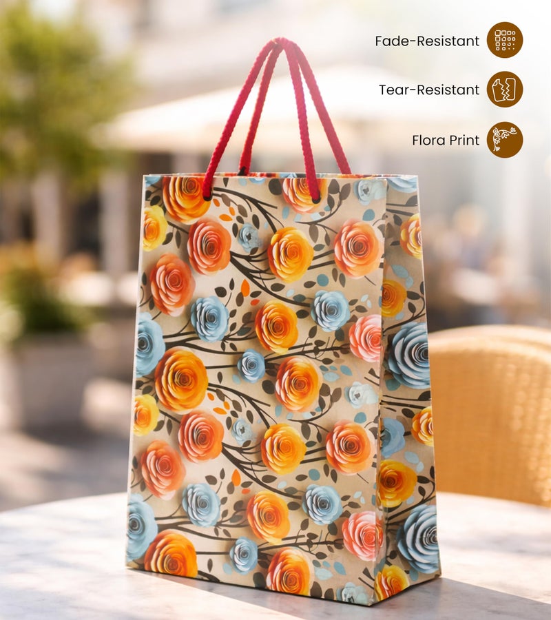 KOSY Paper Gift Bag for Gifting and Return Gifts Medium Designer Printed Paper Carry Bag Golden Print Design for Chocolates Jewelry Accessories Events and Celebrations Pack of 10 - Image 3