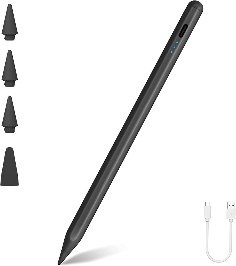 كيرون قلم لأجهزة Apple iPad 2025-2018، قلم ستايلس أسرع شحن مرتين ورفض راحة اليد لأجهزة iPad الجيل الحادي عشر/العاشر/التاسع-السادس، Air M2 M3 11"-13"/5/4/3، Pro M4 11"-13"/12.9"، Mini A17 Pro/6/5 مع وظيفة الإمالة - Image 1