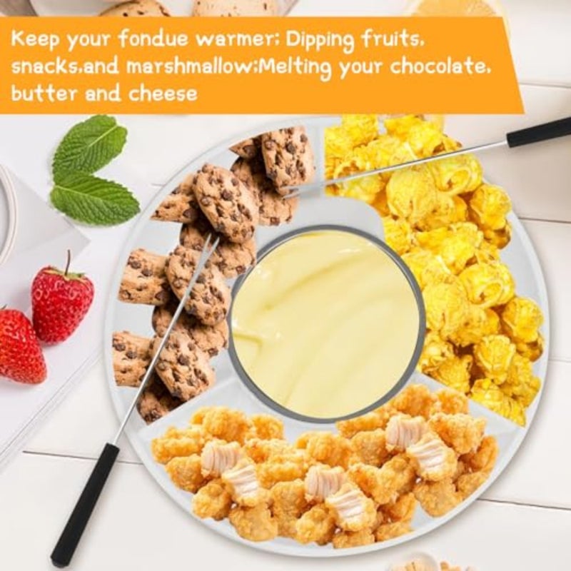 1pcs Electric Chocolate Fondue Maker With 2 Forks, 8.8-oz Chocolate Fondue kit - Temperature Control, Uk Plug 10.68 * 10.68 * 3.15in white - Image 4