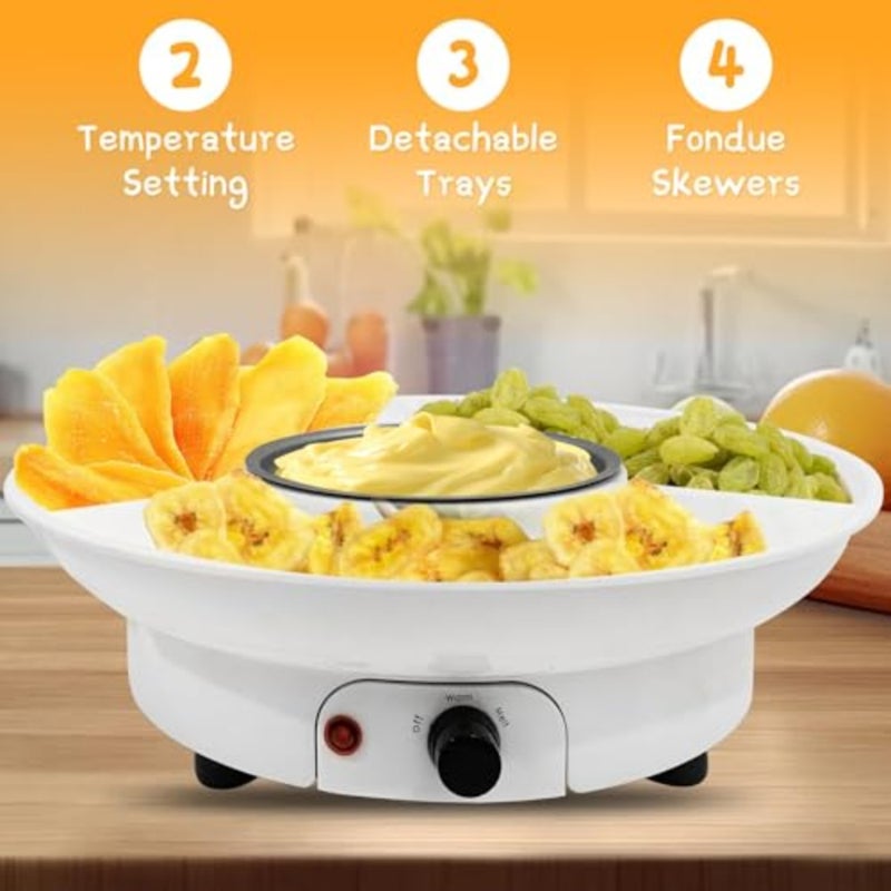 1pcs Electric Chocolate Fondue Maker With 2 Forks, 8.8-oz Chocolate Fondue kit - Temperature Control, Uk Plug 10.68 * 10.68 * 3.15in white - Image 3