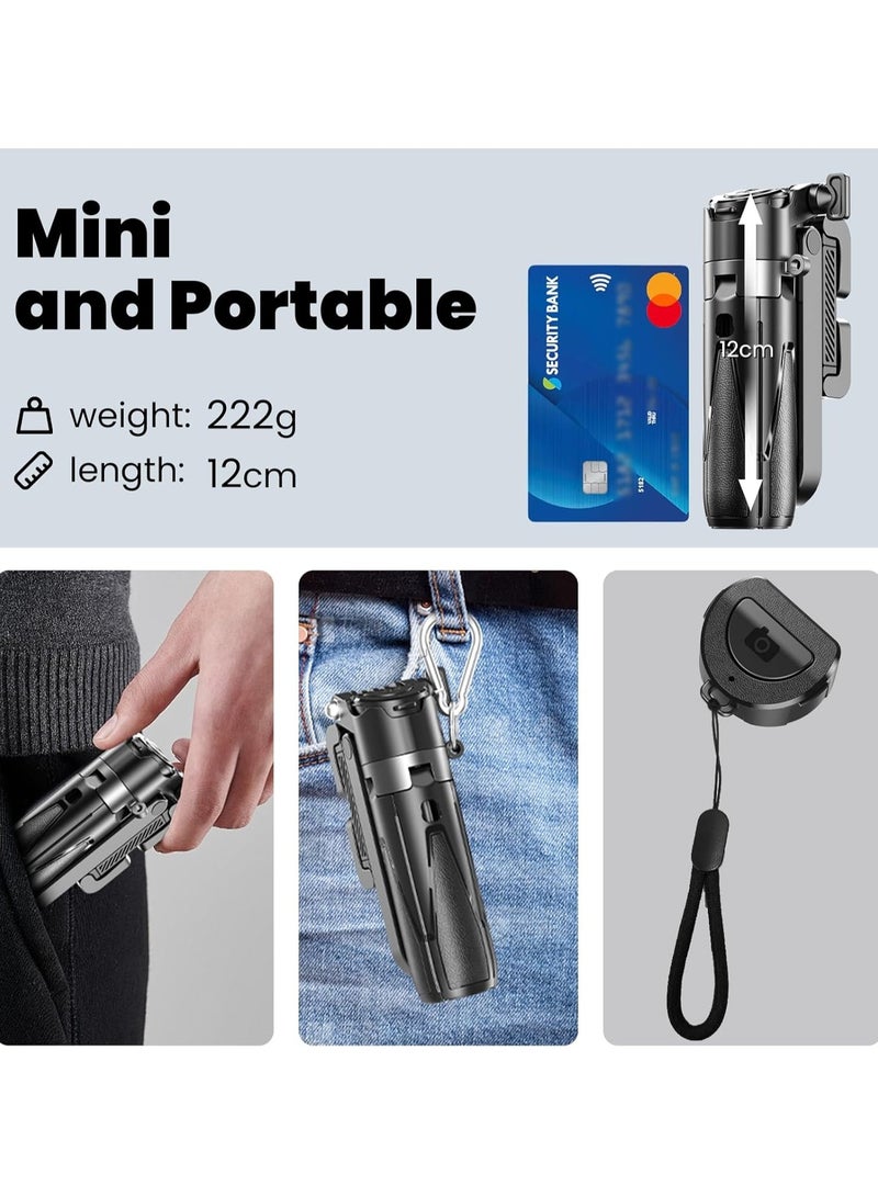 Mini Selfie Stick Tripod with Detachable Remote, 3 in 1 Portable Phone Handle Grip with 2 Cold Shoes, Pocket Size Phone Tripod for Vlog Livestreaming Photography(Black)  - Image 4