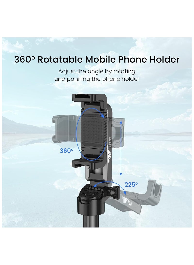 M.A&F's Mini Selfie Stick Tripod with Detachable Remote, 3 in 1 Portable Phone Handle Grip with 2 Cold Shoes, Pocket Size Phone Tripod for Vlog Livestreaming Photography(Black) - Image 3