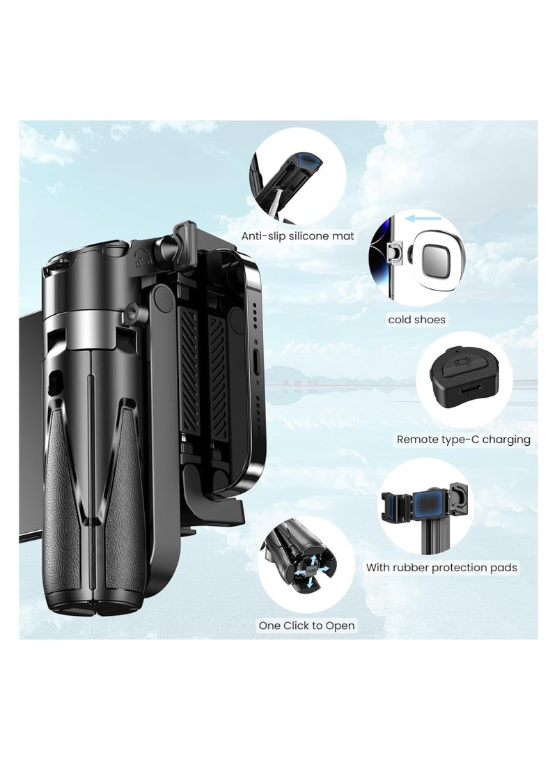 M.A&F's Mini Selfie Stick Tripod with Detachable Remote, 3 in 1 Portable Phone Handle Grip with 2 Cold Shoes, Pocket Size Phone Tripod for Vlog Livestreaming Photography(Black) - Image 5